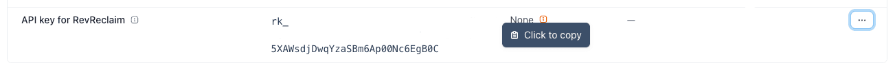 Newly created restricted API key with Click to copy button